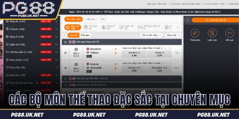 Các bộ môn thể thao đặc sắc tại chuyên mục