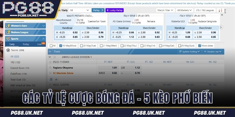 Các tỷ lệ cược bóng đá