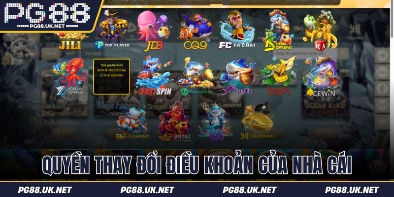 Quyền thay đổi điều khoản của nhà cái